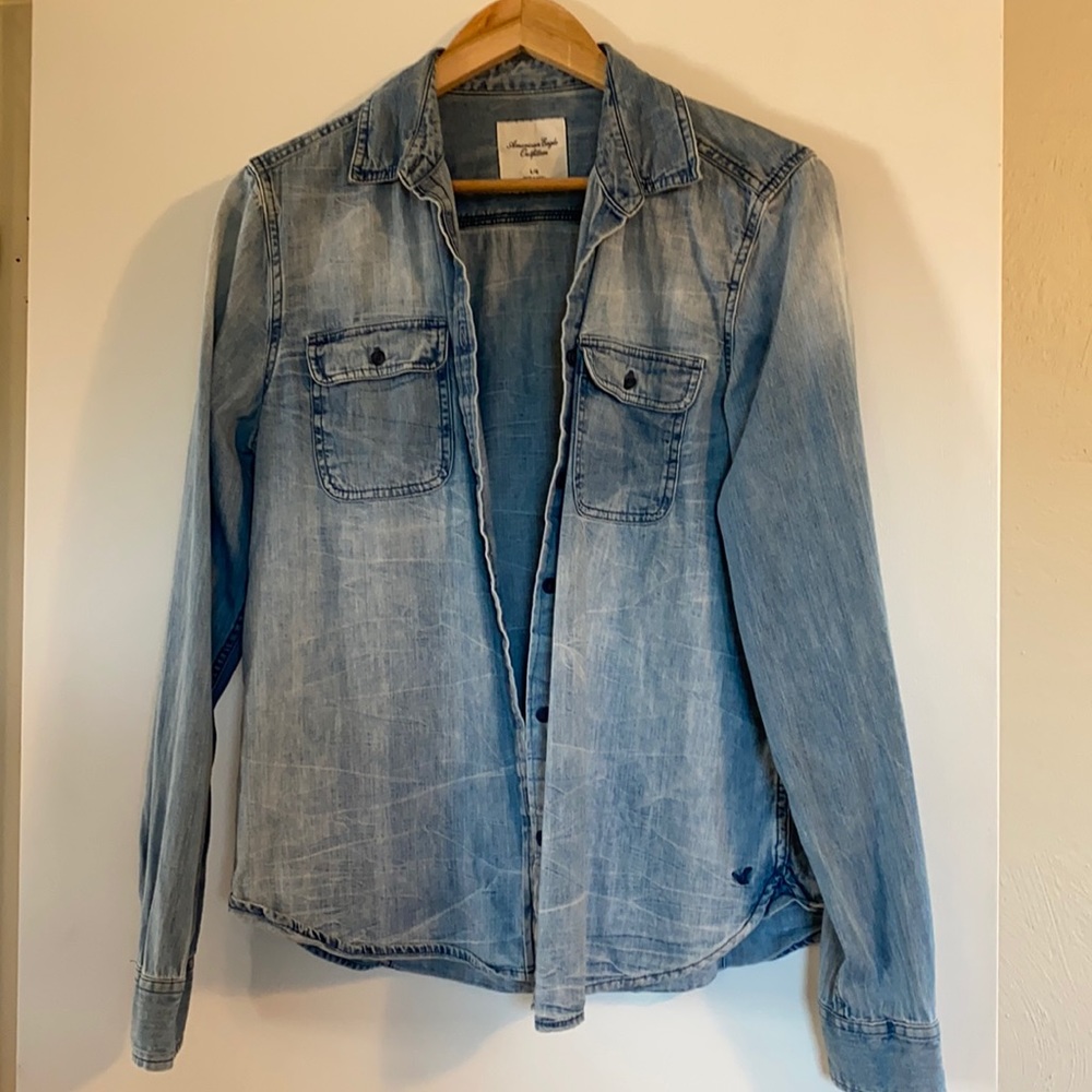 American Eagle denim flannel